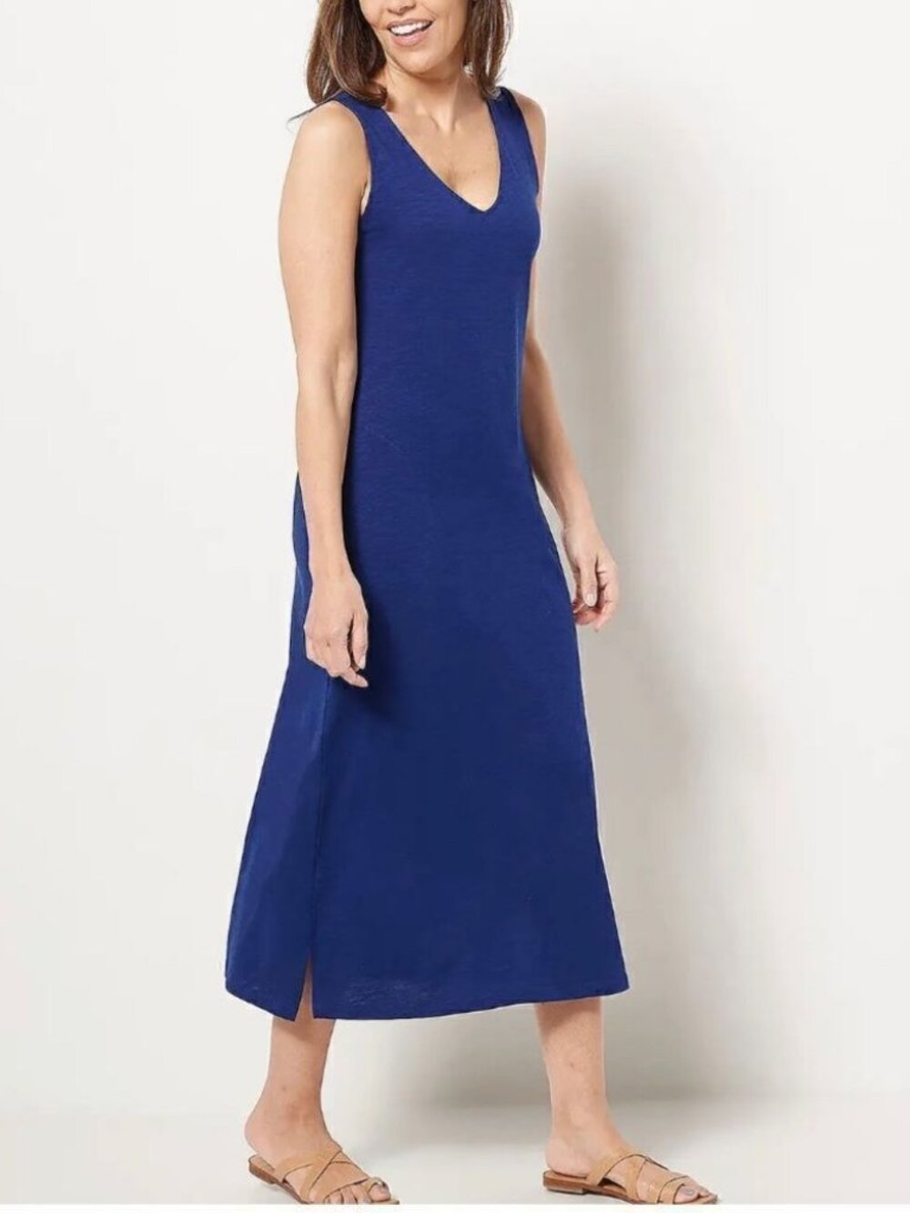 Belle by Kim Gravel Petite Slub Knit Maxi Dress with Pockets